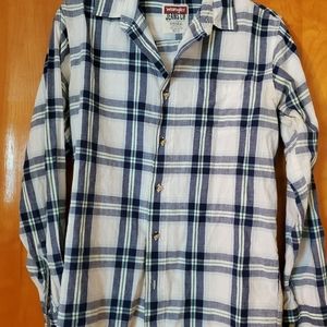 Mens wrangler plaid long sleeve shirt